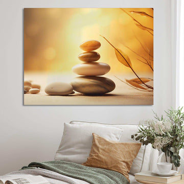 Zen Serenity Cairn Sculpture Balance I - Spiritual Canvas Wall Art